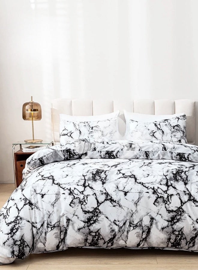 Bedding Set Without Filling Black And White Marble Design Duvet Cover Set