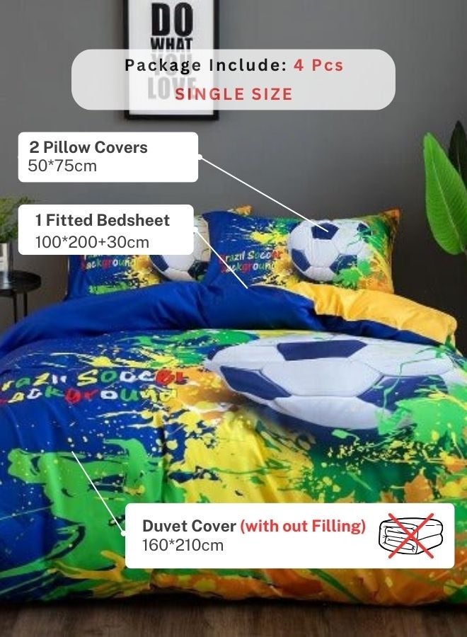 Single Size 4 Pcs Duvet Cover Set Bedding Set Without Filler