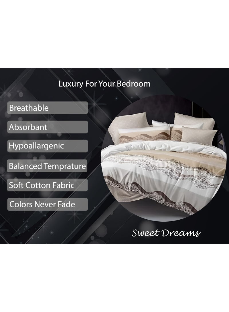 Hotel Duvet Cover Set 6 Pieces Cotton King Size Luxurious Bedding Set, Modern and Attractive Bedding Set with 1xFitted Sheet, 1xDuvet Cover, 4xPillow Cases