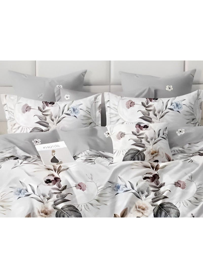 Duvet Cover Set 6 Pieces Cotton King Size Luxurious Bedding Set, Modern and Attractive Bedding Set with 1xFlat Sheet, 1xDuvet Cover, 4xPillow Cases