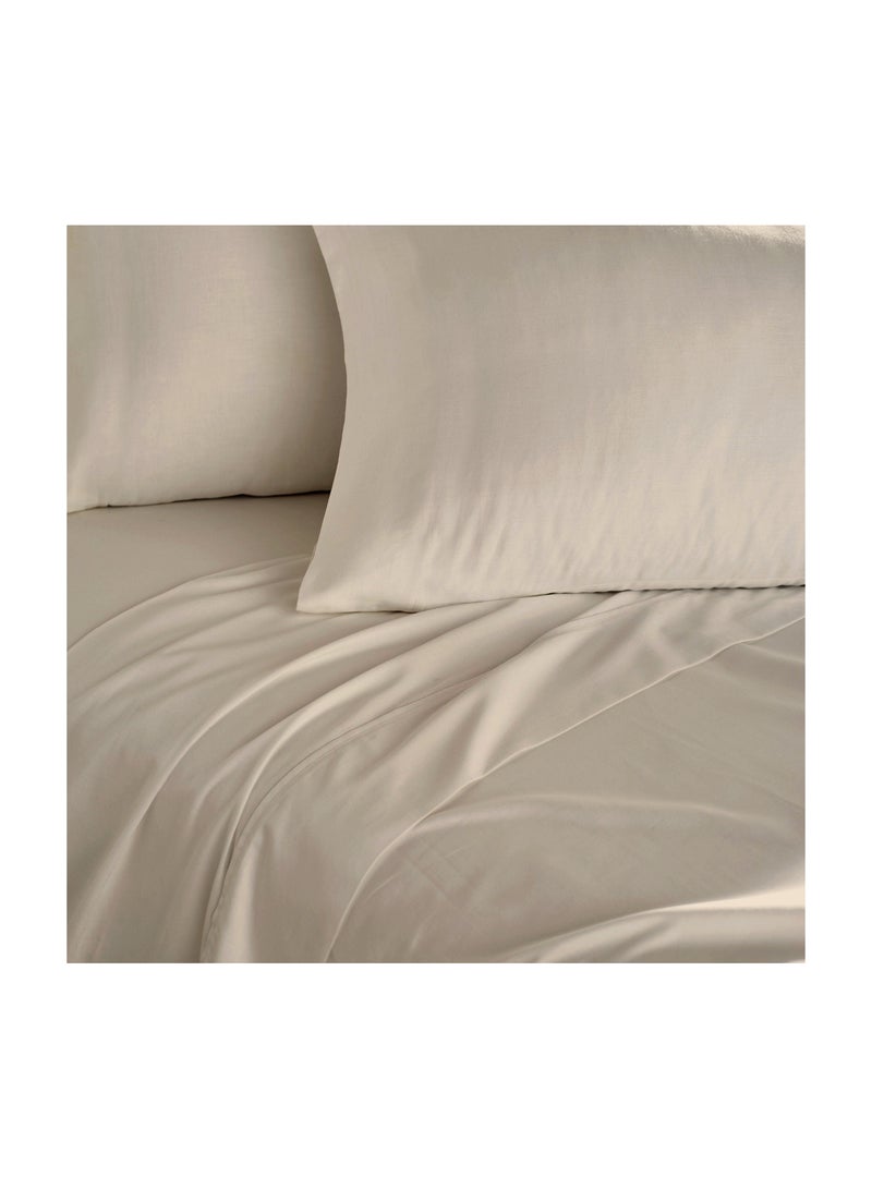 Queen Size Cream 4 Pcs Set Soft Wrinkle Microfiber Bed Sheet Set with Pillow Covers 1 Flat Sheet 230X305cm 1 Fitted Sheet 150X200cm 2 Pillowcases 50X75cm
