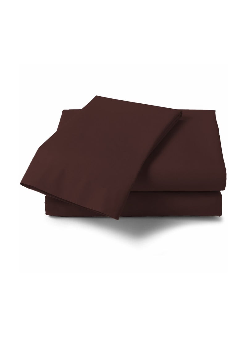 King Size Brown Soft Wrinkle Free Microfiber Bed Sheet Set with Pillow Covers