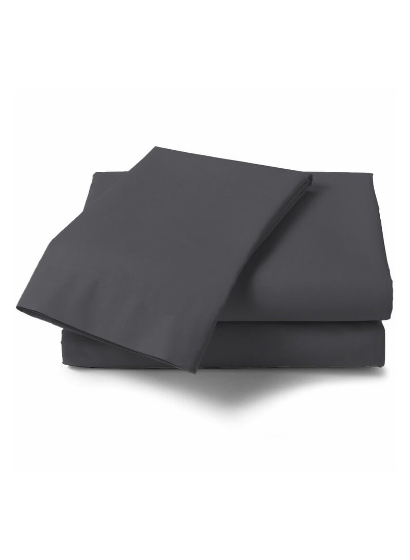 Twin Size Dark Gray Soft Wrinkle Free Microfiber 4 Piece Set Fitted Sheet Bed Sheet with Pillow Cover