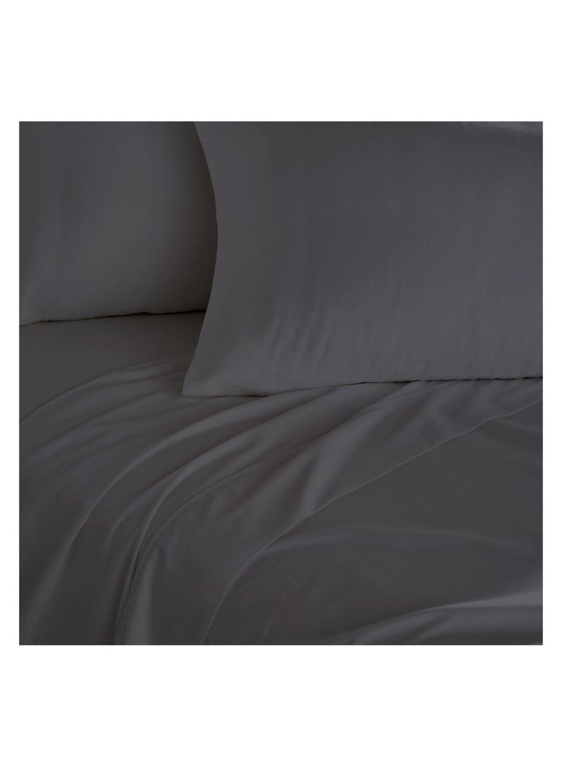 Twin Size Dark Gray Soft Wrinkle Free Microfiber 4 Piece Set Fitted Sheet Bed Sheet with Pillow Cover