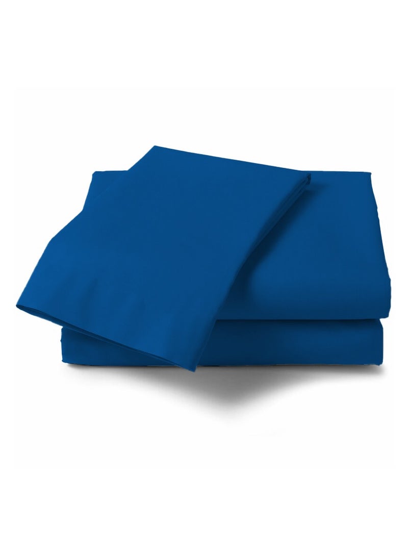 Twin Size Blue Soft Wrinkle Free Microfiber 4 Piece Set Fitted Sheet Bed Sheet with Pillow Cover