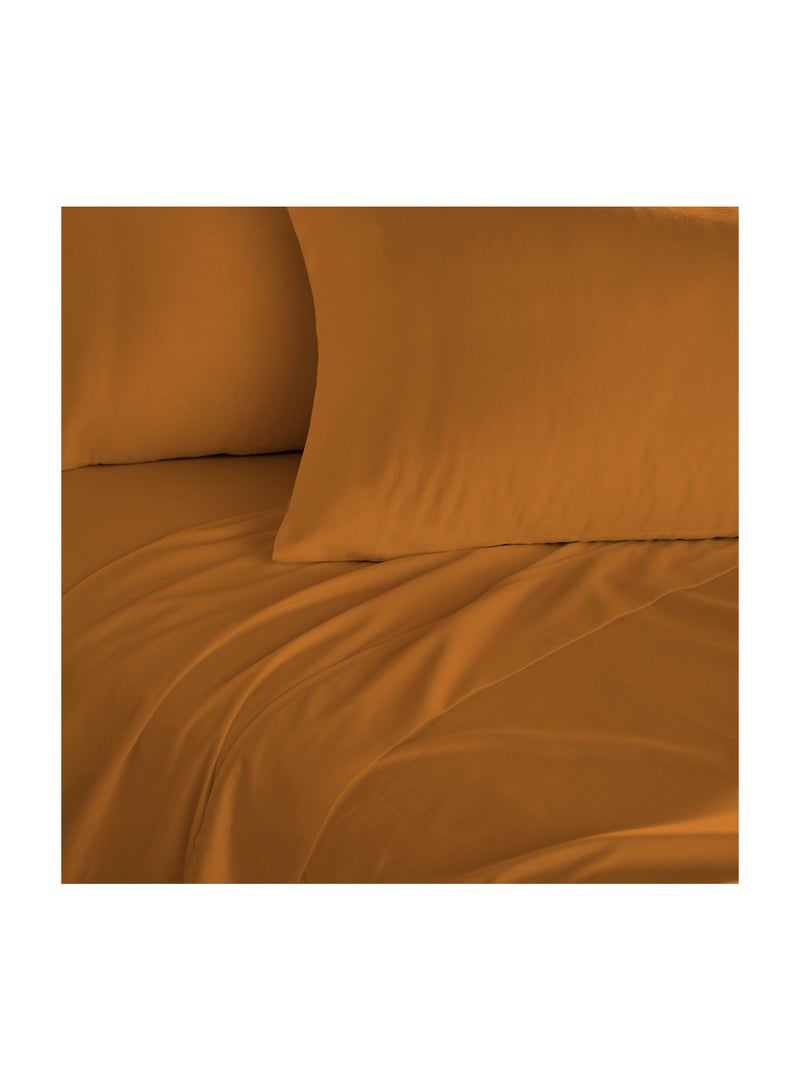 Queen Size Mocha Soft Wrinkle Free Microfiber Bed Sheet Set with Pillow Covers