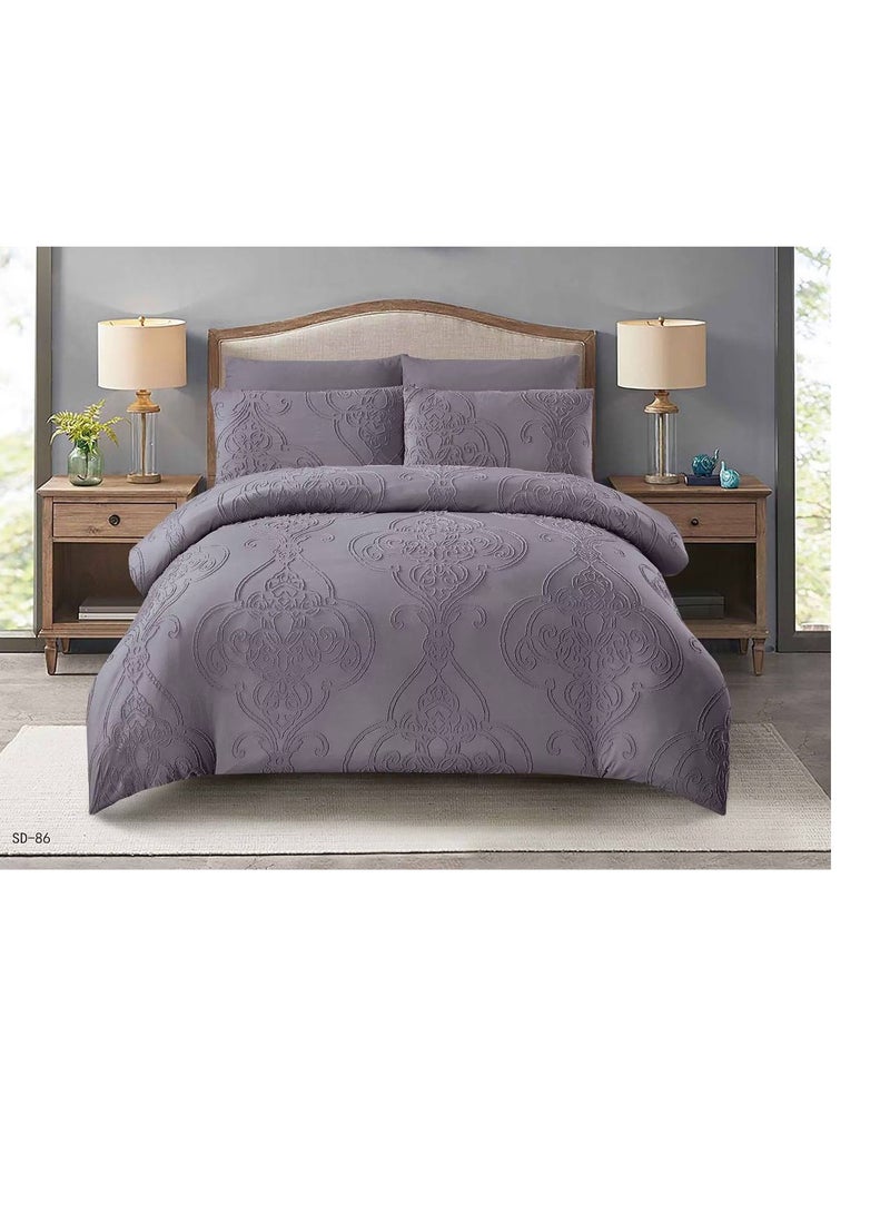 Embroidered 6Pcs Bedding Set Solid Color Luxury Bedding Duvet Cover Set King Size Bed Set