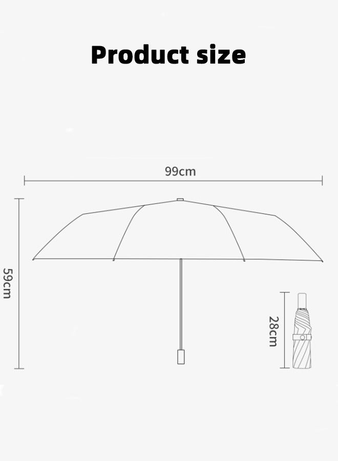 Ladies 3 Fold Floral Printing UPF 50+ UV Protection Umbrella Windproof Rainproof Travel Umbrella Multicolor