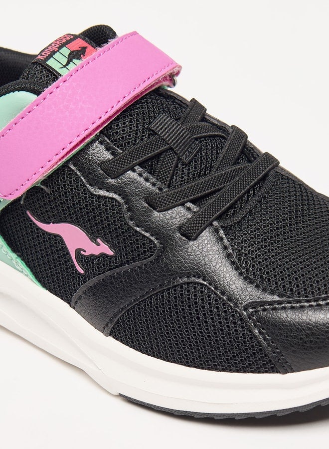 Girls' Colourblock Sports Shoes with Hook and Loop Closure