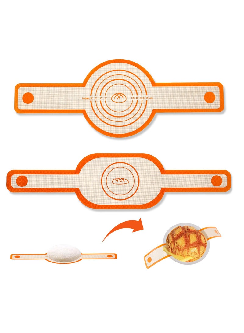 2PCS Silicone Bread Sling Oval and Round, Bread Silicone Baking Mat, Non-stick Sourdough Bread Silicone Mat, Reusable Oven Liner with Long Handle, Sourdough Bread Sling for Transfer Dough