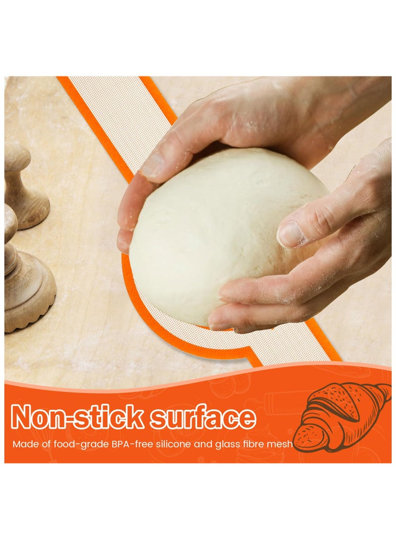 2PCS Silicone Bread Sling Oval and Round, Bread Silicone Baking Mat, Non-stick Sourdough Bread Silicone Mat, Reusable Oven Liner with Long Handle, Sourdough Bread Sling for Transfer Dough