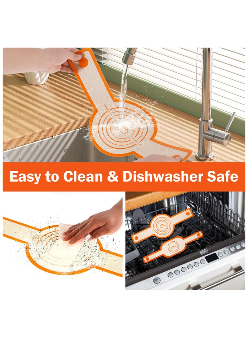 2PCS Silicone Bread Sling Oval and Round, Bread Silicone Baking Mat, Non-stick Sourdough Bread Silicone Mat, Reusable Oven Liner with Long Handle, Sourdough Bread Sling for Transfer Dough