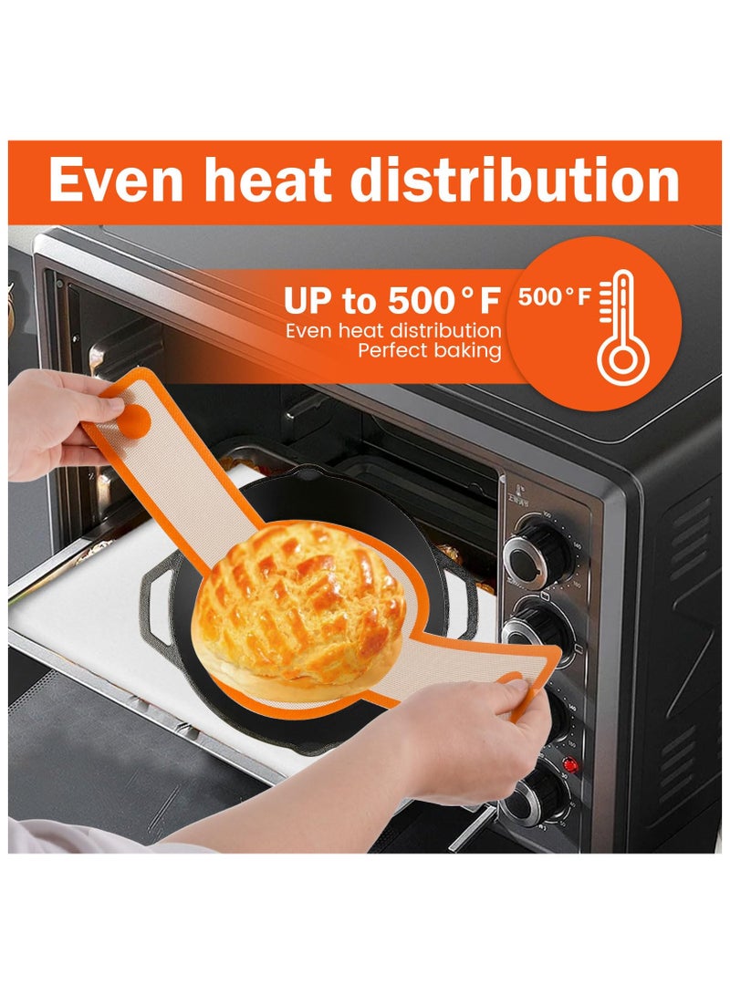 2PCS Silicone Bread Sling Oval and Round, Bread Silicone Baking Mat, Non-stick Sourdough Bread Silicone Mat, Reusable Oven Liner with Long Handle, Sourdough Bread Sling for Transfer Dough