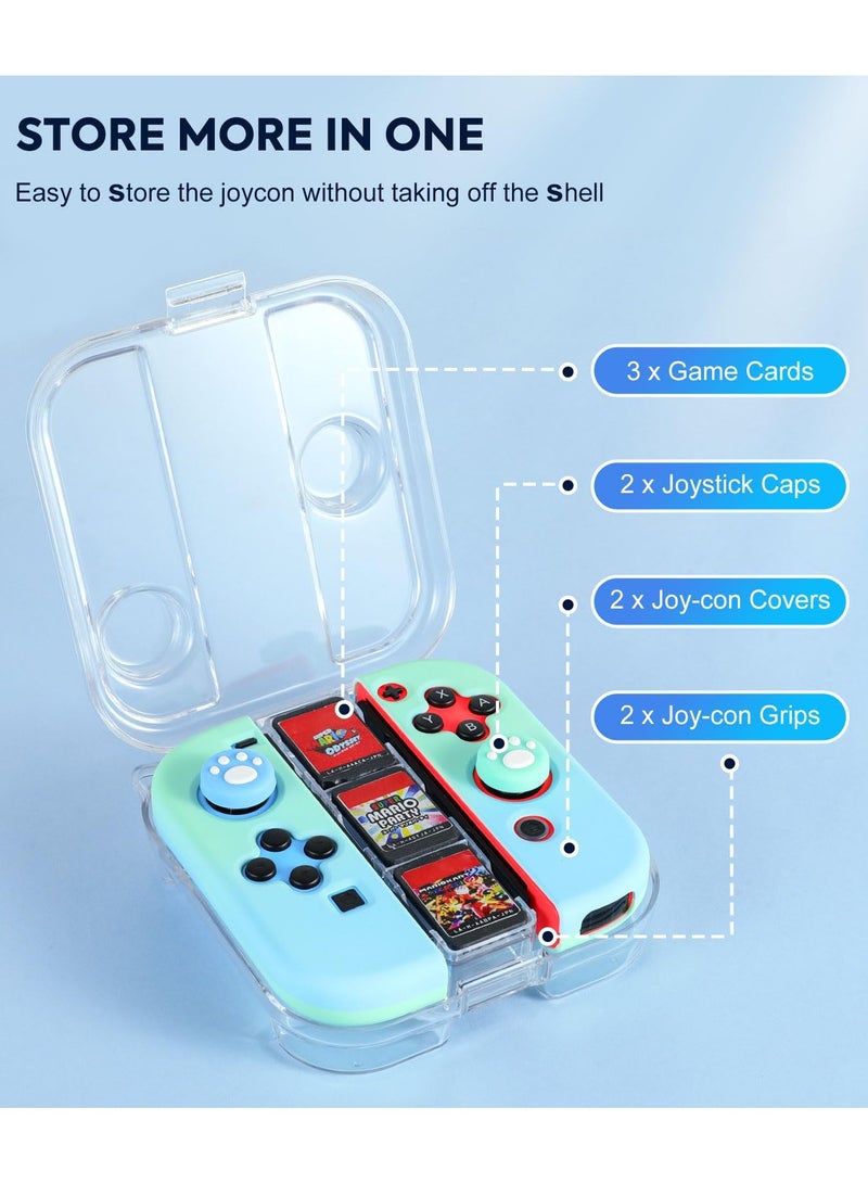 Mini Switch Joy-con Storage Case w/ 3 Game Slot, Portable Dust-Proof Portable Protective Box Compatible with Nintendo Switch/OLED Joy-con, Travel Case with Secure Snap Closure & 1x Lanyard