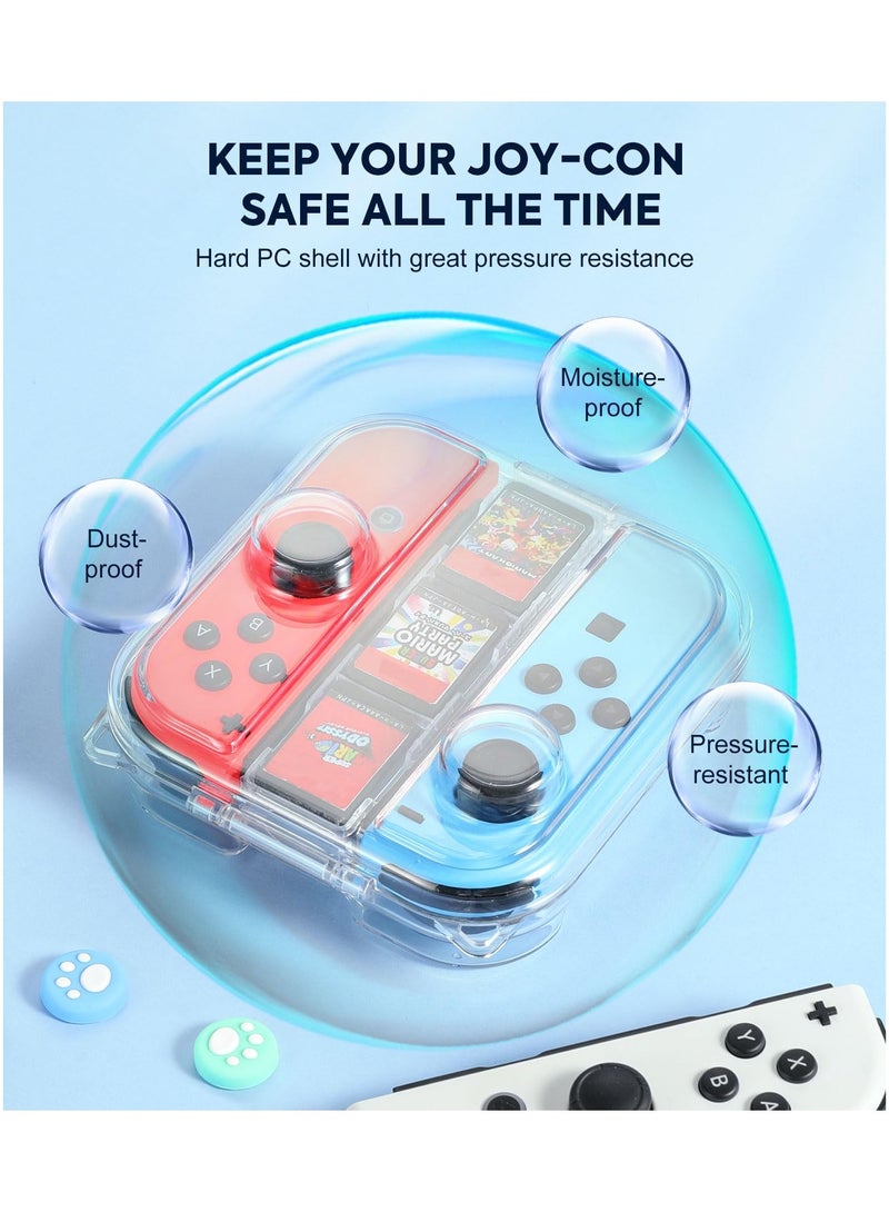 Mini Switch Joy-con Storage Case w/ 3 Game Slot, Portable Dust-Proof Portable Protective Box Compatible with Nintendo Switch/OLED Joy-con, Travel Case with Secure Snap Closure & 1x Lanyard