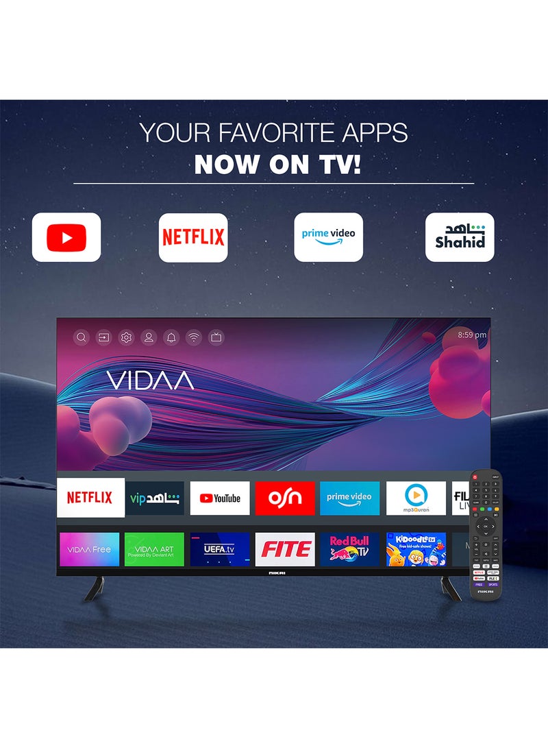 50 Inch VIDAA OS, 4K Smart TV, UHD Quality, Dolby Vision, Smooth Motion, Quad Core Processor, Game Mode Plus, Official Apps YouTube, Netflix, Shahid UHD50SVDLED1 Black