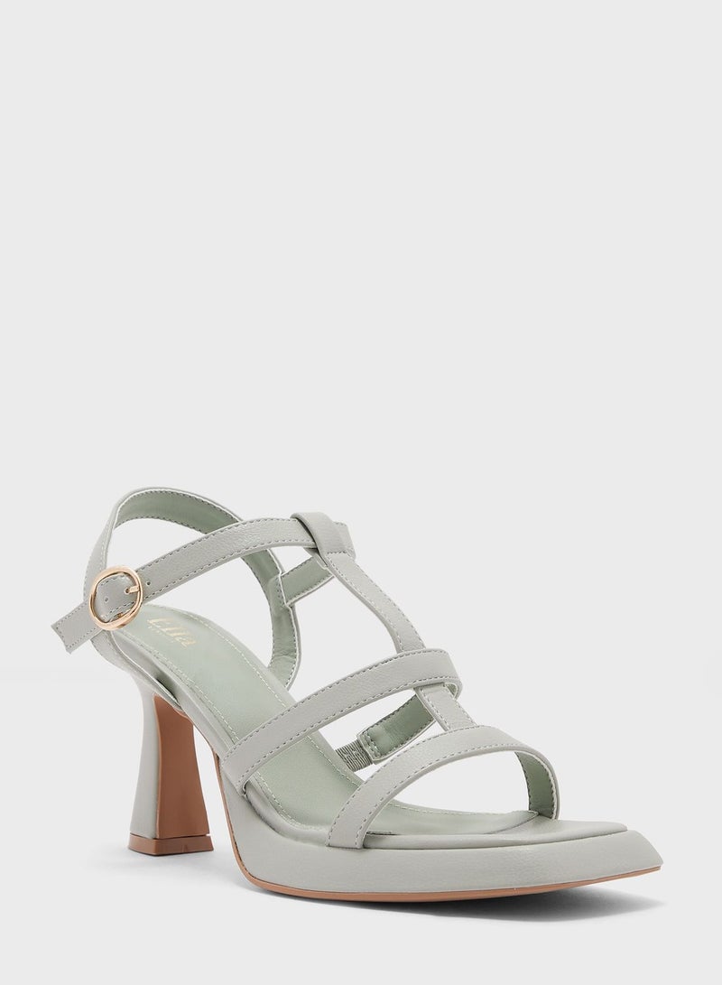 Flared Heel Platform Sandal