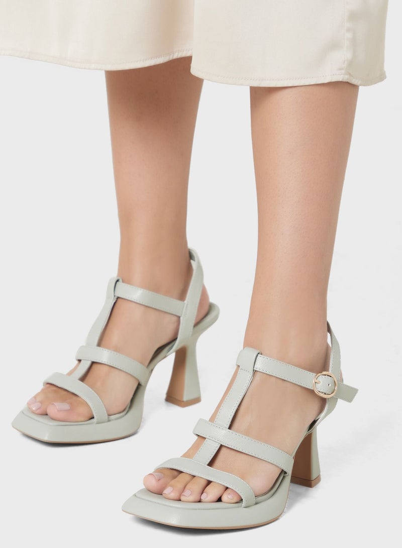 Flared Heel Platform Sandal