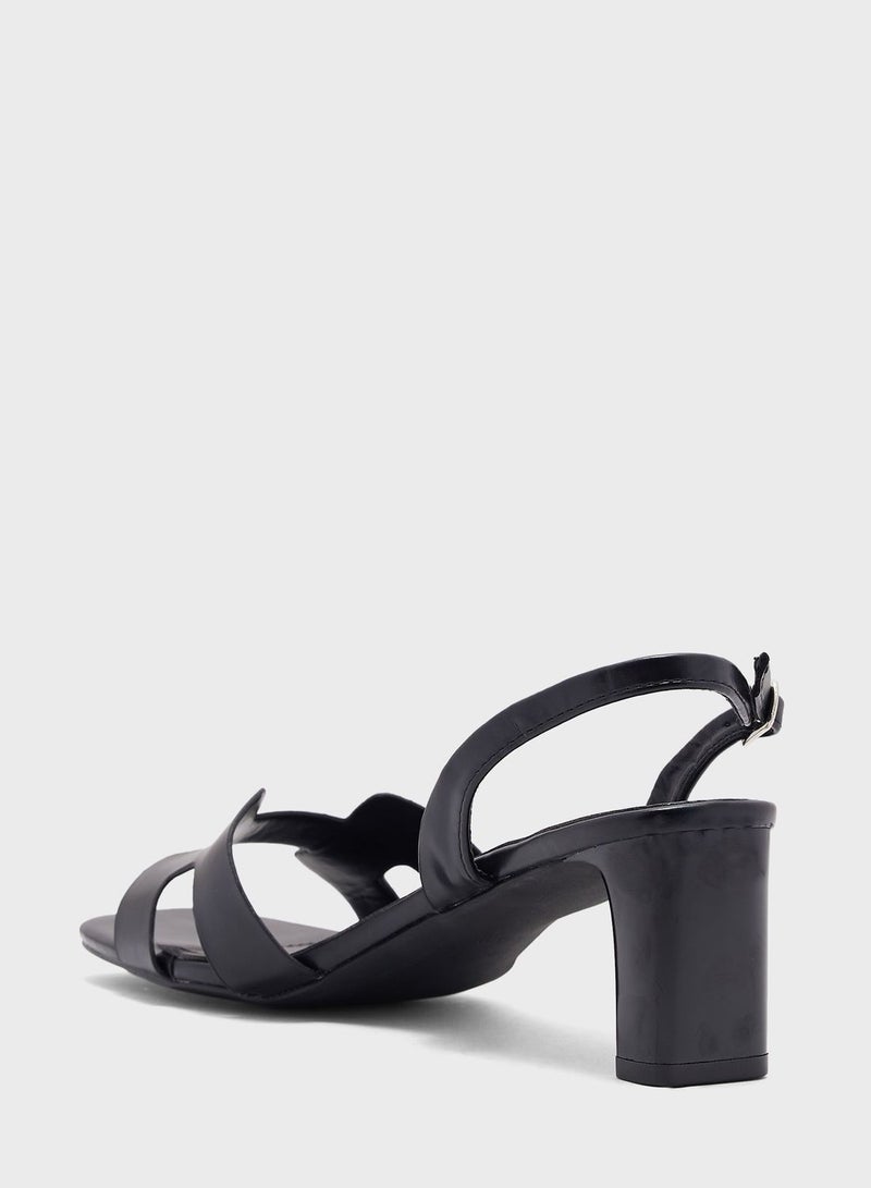 Block Heel Sling Back Sandal