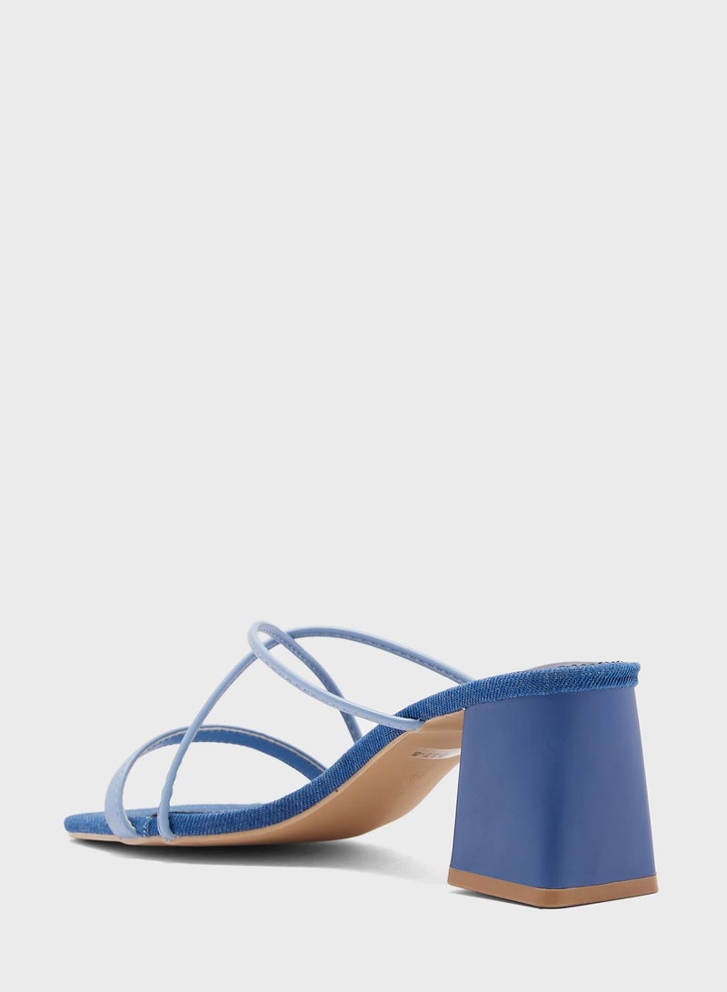 Denim Colourblock Heeled Mule