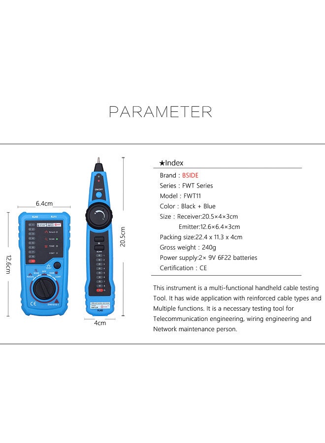 Multi-functional Handheld Wire Tester Tracker Line Finder Cable Testing Tool for Network Maintenance