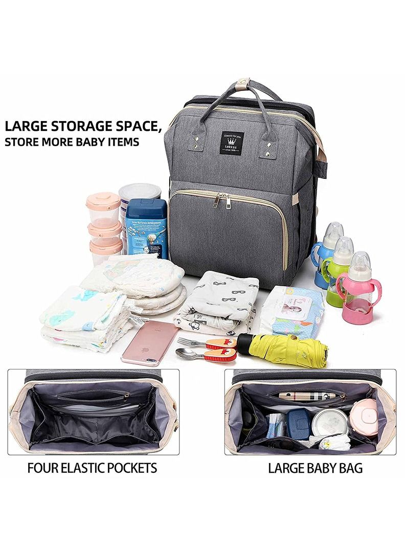 Diaper Bag Backpack Multi functional Travel Back Pack Anti Water Maternity Nappy Bag Changing Bag with Insulated Pockets Stroller Straps and Changing Station Grey