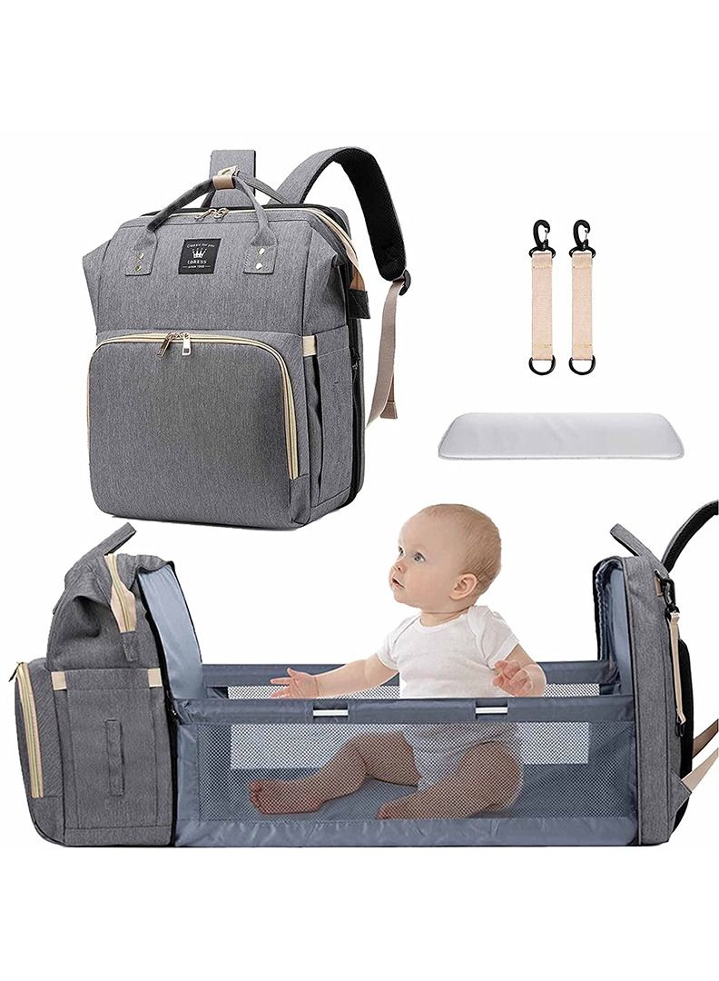 Diaper Bag Backpack Multi functional Travel Back Pack Anti Water Maternity Nappy Bag Changing Bag with Insulated Pockets Stroller Straps and Changing Station Grey