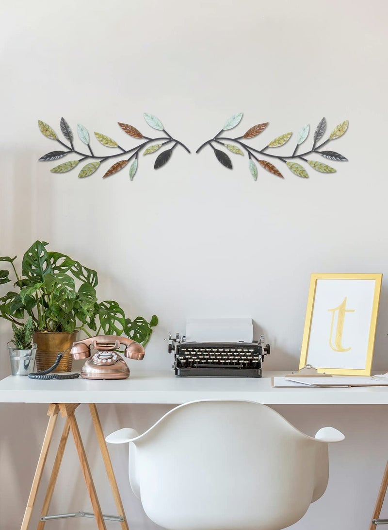 Colorful Metal Leaf Wall Art Set of 2 for Home Decoration