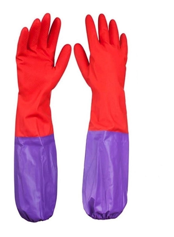 Reusable Waterproof Cleaning Gloves Purple/Red 120grams