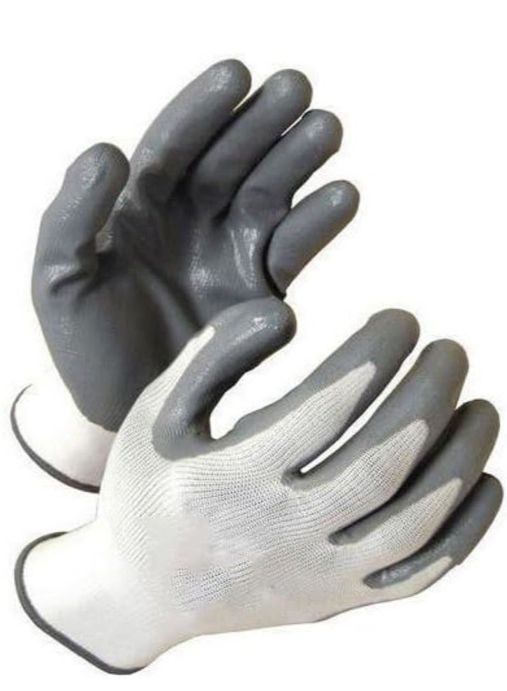 Nitrile Coated Gloves - 12 PAIRS