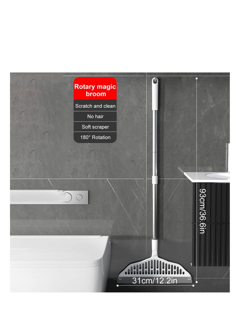 Magic Broom, Water Scraper, Window Squeegee, Multifunctional Silicone Sweeping Brush, Djustable Water Squeegee Broom Remove Dirt and Hair, for Cleaning Garage Courtyard Bathroom Shower Glass Window