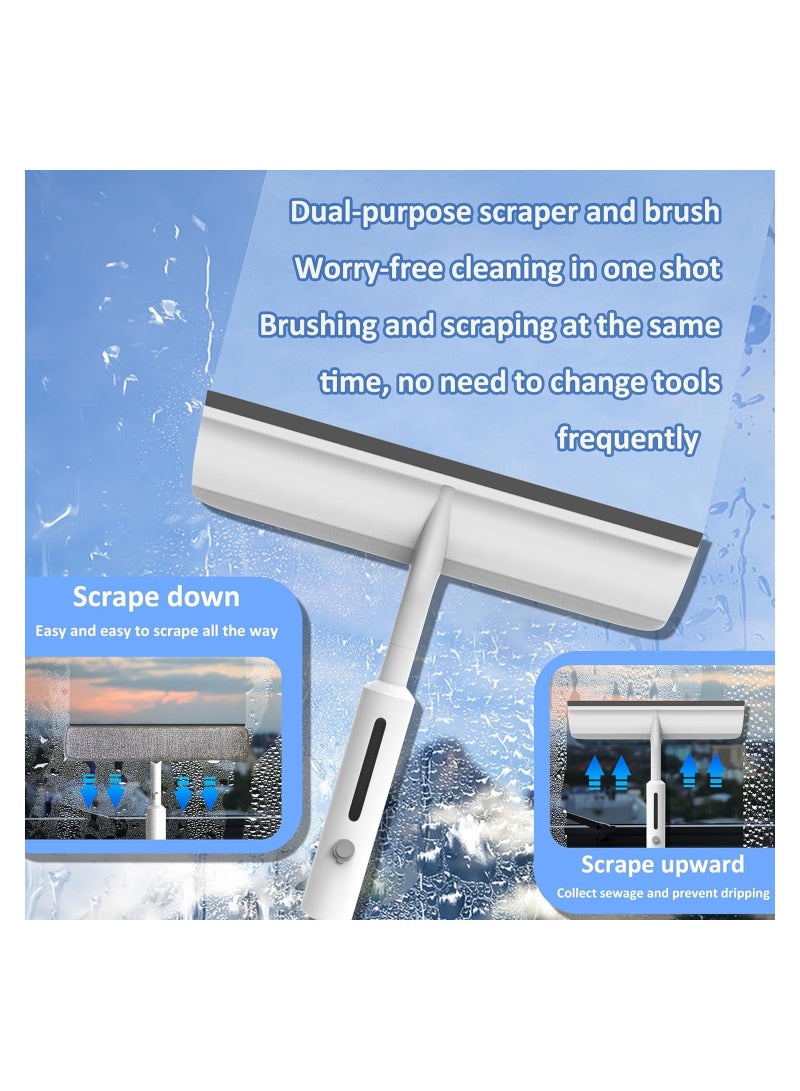 58'' Spray Window Cleaning Squeegee Kit, 3-in-1 Window Squeegee Cleaner with 3-Section Extension Pole, Microfiber, Window Washing Equipment Tool for Indoor/Outdoor High Windows