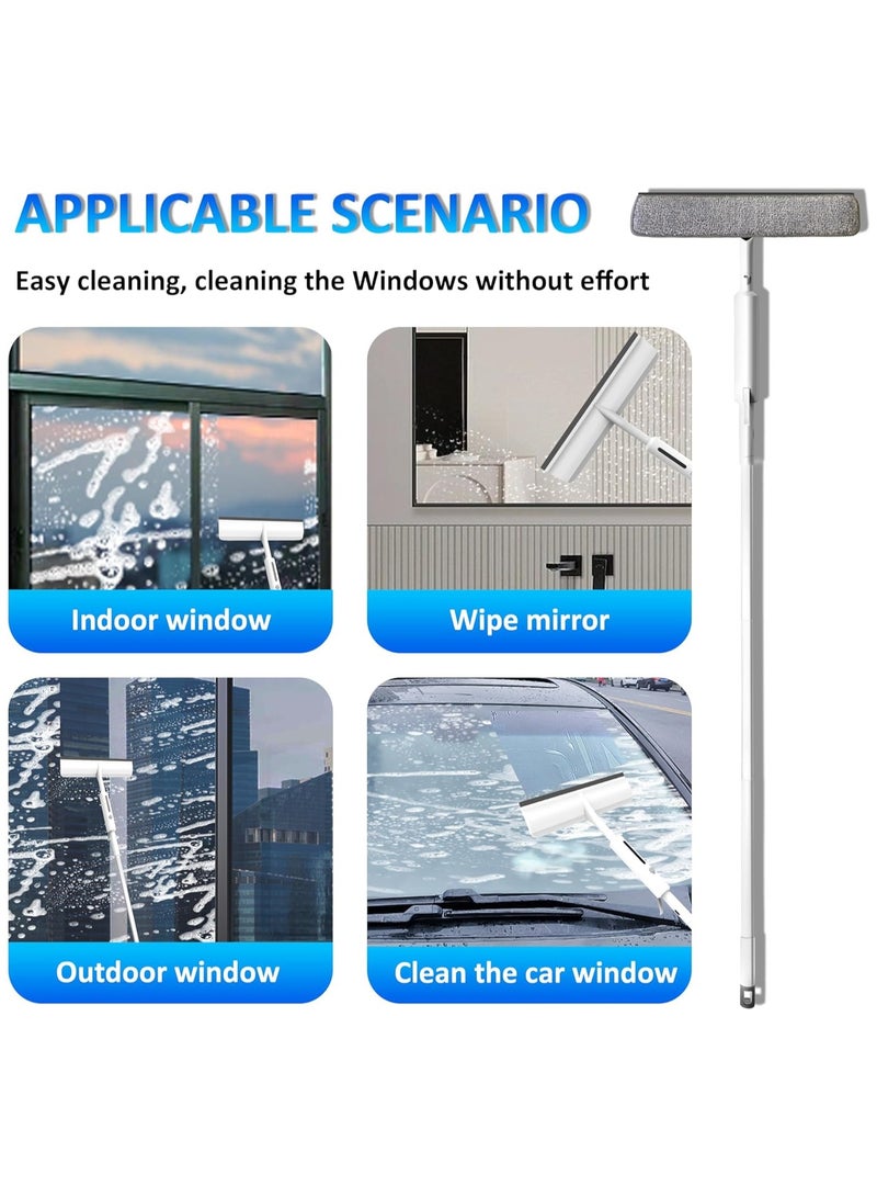 58'' Spray Window Cleaning Squeegee Kit, 3-in-1 Window Squeegee Cleaner with 3-Section Extension Pole, Microfiber, Window Washing Equipment Tool for Indoor/Outdoor High Windows