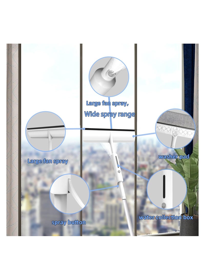 58'' Spray Window Cleaning Squeegee Kit, 3-in-1 Window Squeegee Cleaner with 3-Section Extension Pole, Microfiber, Window Washing Equipment Tool for Indoor/Outdoor High Windows