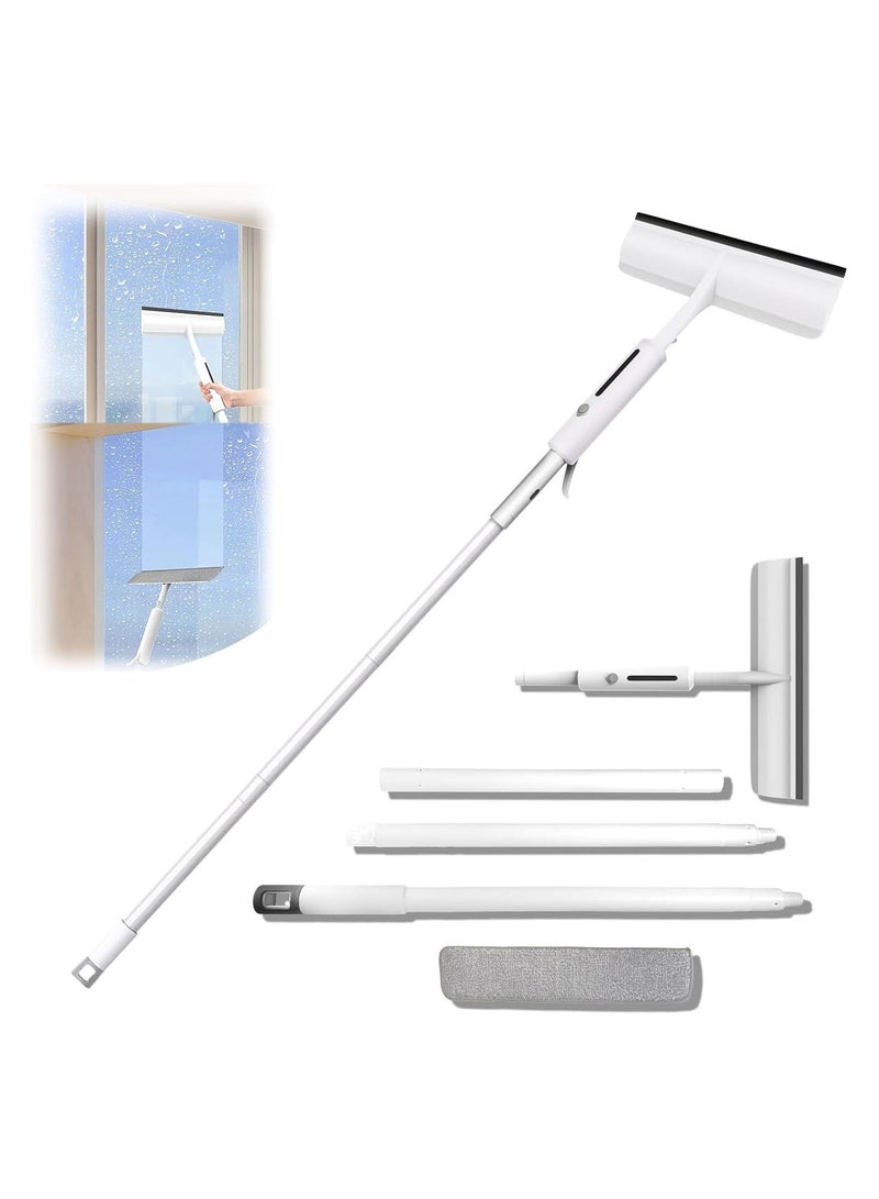 58'' Spray Window Cleaning Squeegee Kit, 3-in-1 Window Squeegee Cleaner with 3-Section Extension Pole, Microfiber, Window Washing Equipment Tool for Indoor/Outdoor High Windows