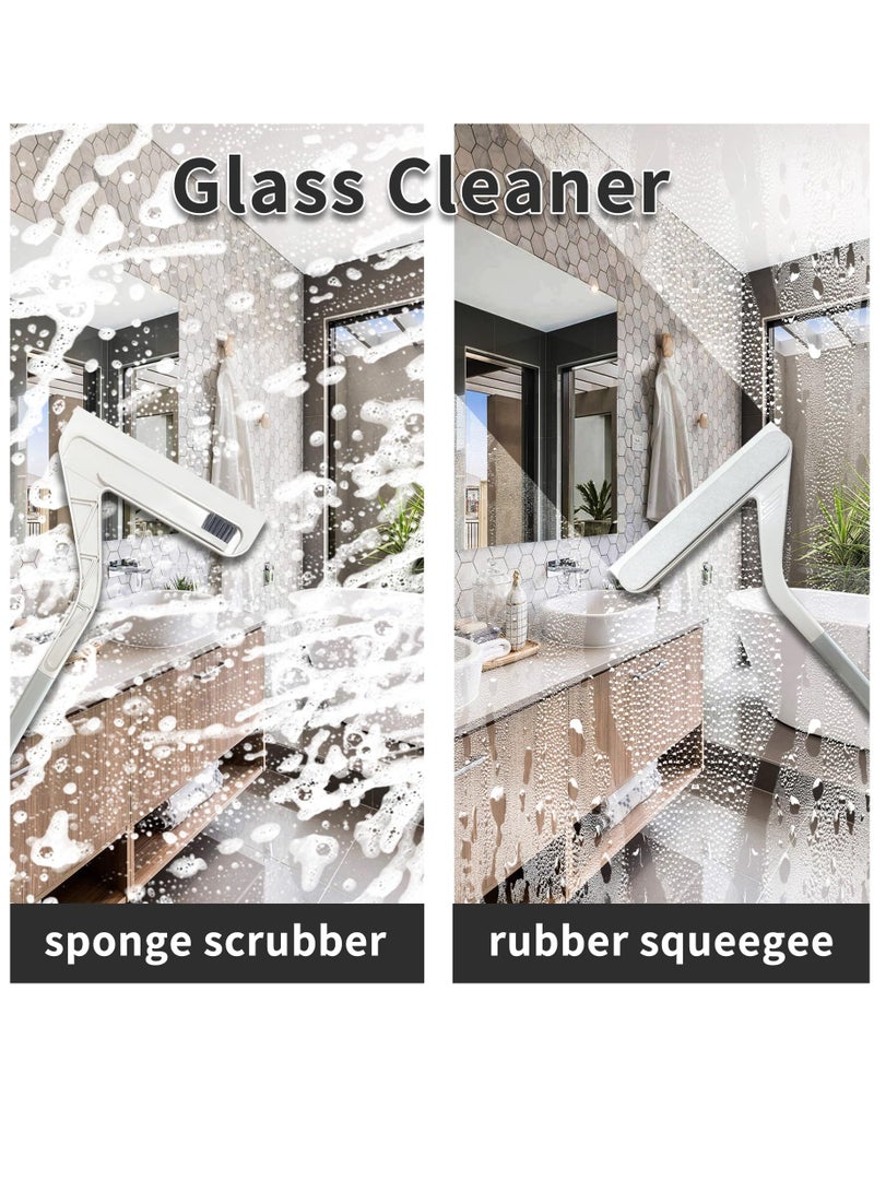 Shower Squeegee, Shower Squeegee for Glass Doors with Crevice Brush, 2 in 1 Window Squeegee Cleaner, Professional Window Scrubber for Bathroom Shower Car Mirror Glass