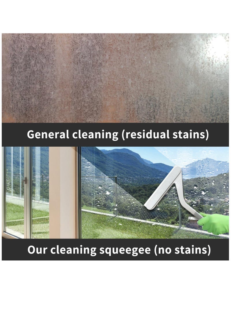 Shower Squeegee, Shower Squeegee for Glass Doors with Crevice Brush, 2 in 1 Window Squeegee Cleaner, Professional Window Scrubber for Bathroom Shower Car Mirror Glass