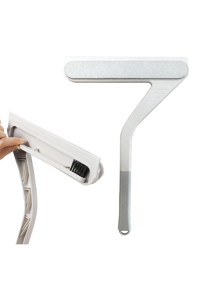 Shower Squeegee, Shower Squeegee for Glass Doors with Crevice Brush, 2 in 1 Window Squeegee Cleaner, Professional Window Scrubber for Bathroom Shower Car Mirror Glass