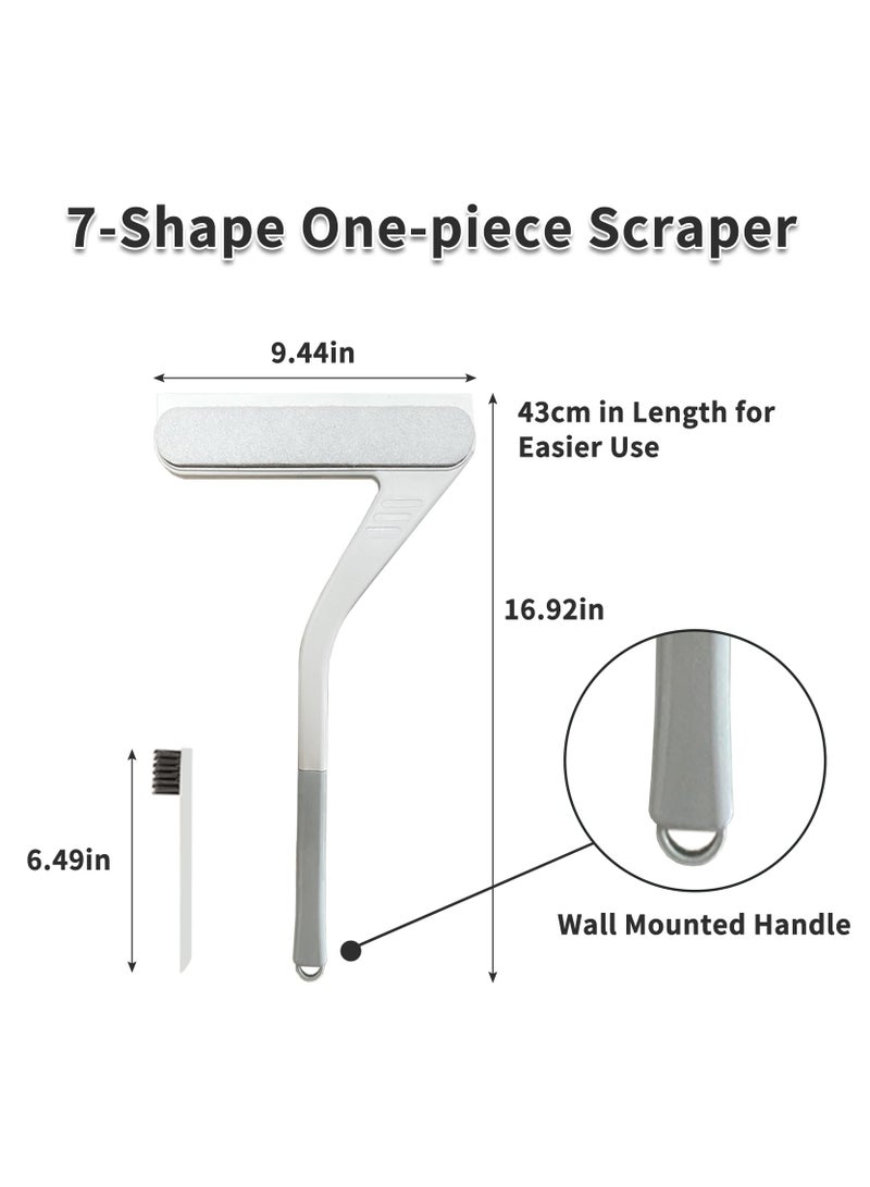 Shower Squeegee, Shower Squeegee for Glass Doors with Crevice Brush, 2 in 1 Window Squeegee Cleaner, Professional Window Scrubber for Bathroom Shower Car Mirror Glass