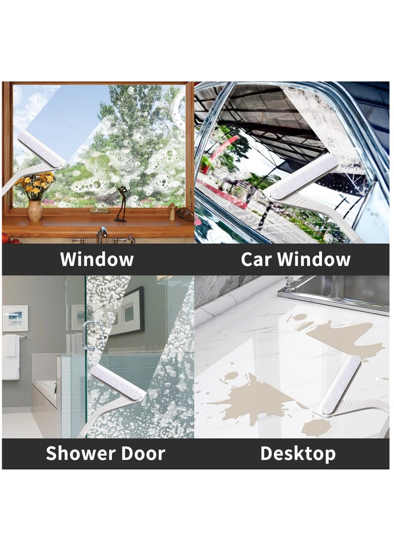 Shower Squeegee, Shower Squeegee for Glass Doors with Crevice Brush, 2 in 1 Window Squeegee Cleaner, Professional Window Scrubber for Bathroom Shower Car Mirror Glass