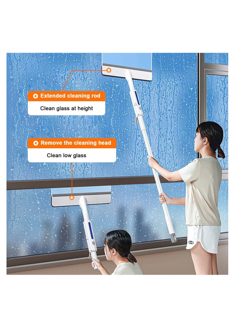 Squeegee for Window Cleaning with Spray, Dual Side Mist Detachable Assembly Glass Cleaning Mop, Window Squeegee for Home, Window Cleaning Squeegee Kit, with Long Handle & 3 Pads, for Indoor Outdoor