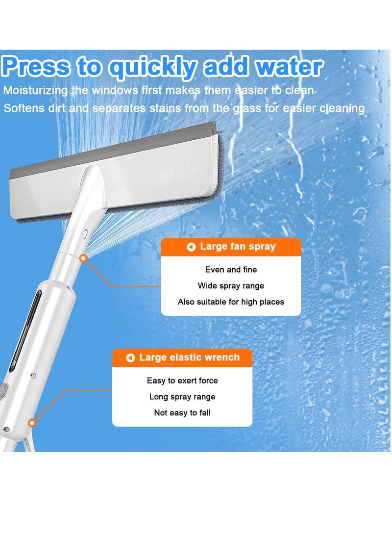Squeegee for Window Cleaning with Spray, Dual Side Mist Detachable Assembly Glass Cleaning Mop, Window Squeegee for Home, Window Cleaning Squeegee Kit, with Long Handle & 3 Pads, for Indoor Outdoor