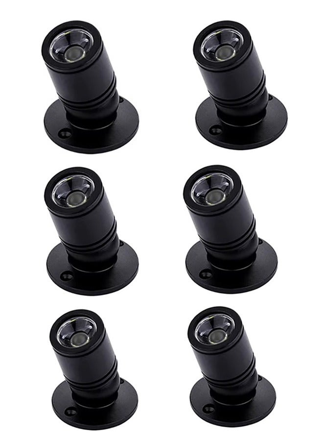 6 Pack LED Counter Spotlight 1w Surface Mounted Round Jewelry Desk Light For Cabinet Bottom,Showcase,Display Showroom,Office,Shop,SuperMarket,Black Color