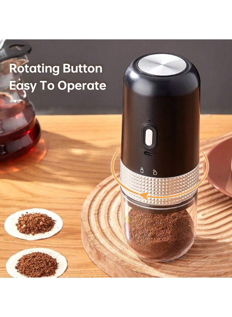 Portable Electric Coffee Grinder with Coffee Spoon, Adjustable 8 Grind Seting Conical Burr Coffee Mill, 25g Bean barn