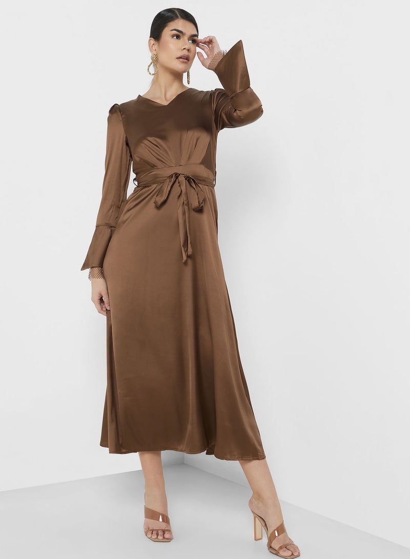 Puff Sleeve A-Line Dress