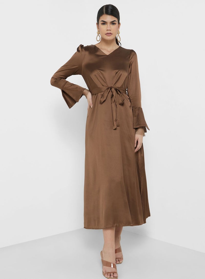 Puff Sleeve A-Line Dress