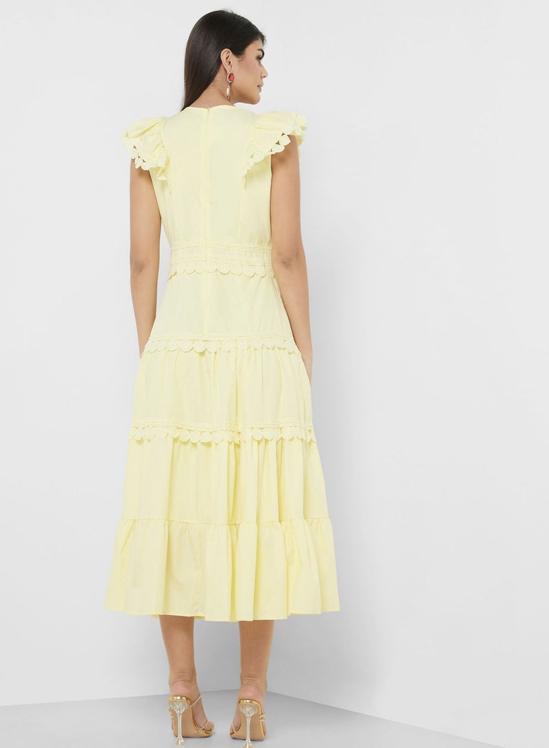 Dress With Tiered Lace Trim
