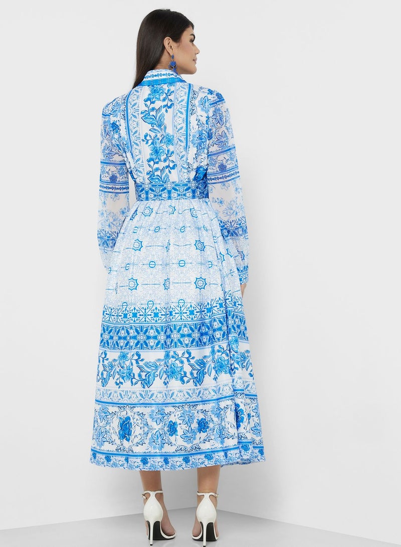 Monotonal Print Dress