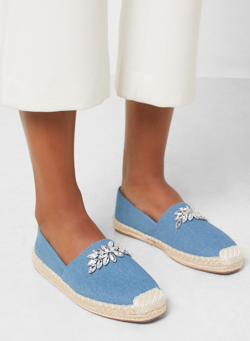 Denim Embellished Espadrille