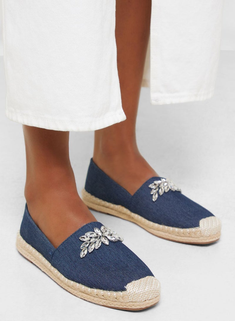 Denim Embellished Espadrille